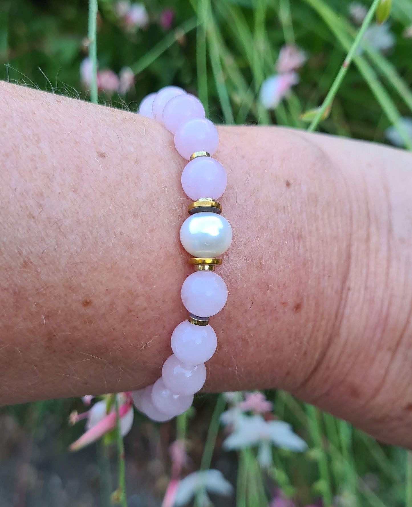 Bracelet "Mayra" Quartz rose 8mm
