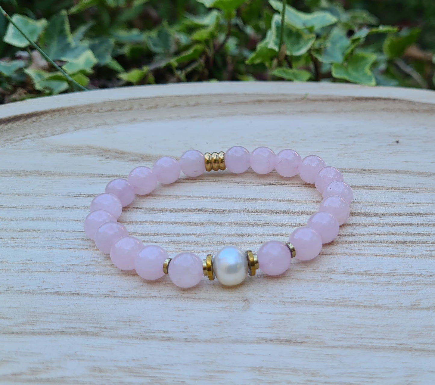 Bracelet "Mayra" Quartz rose 8mm