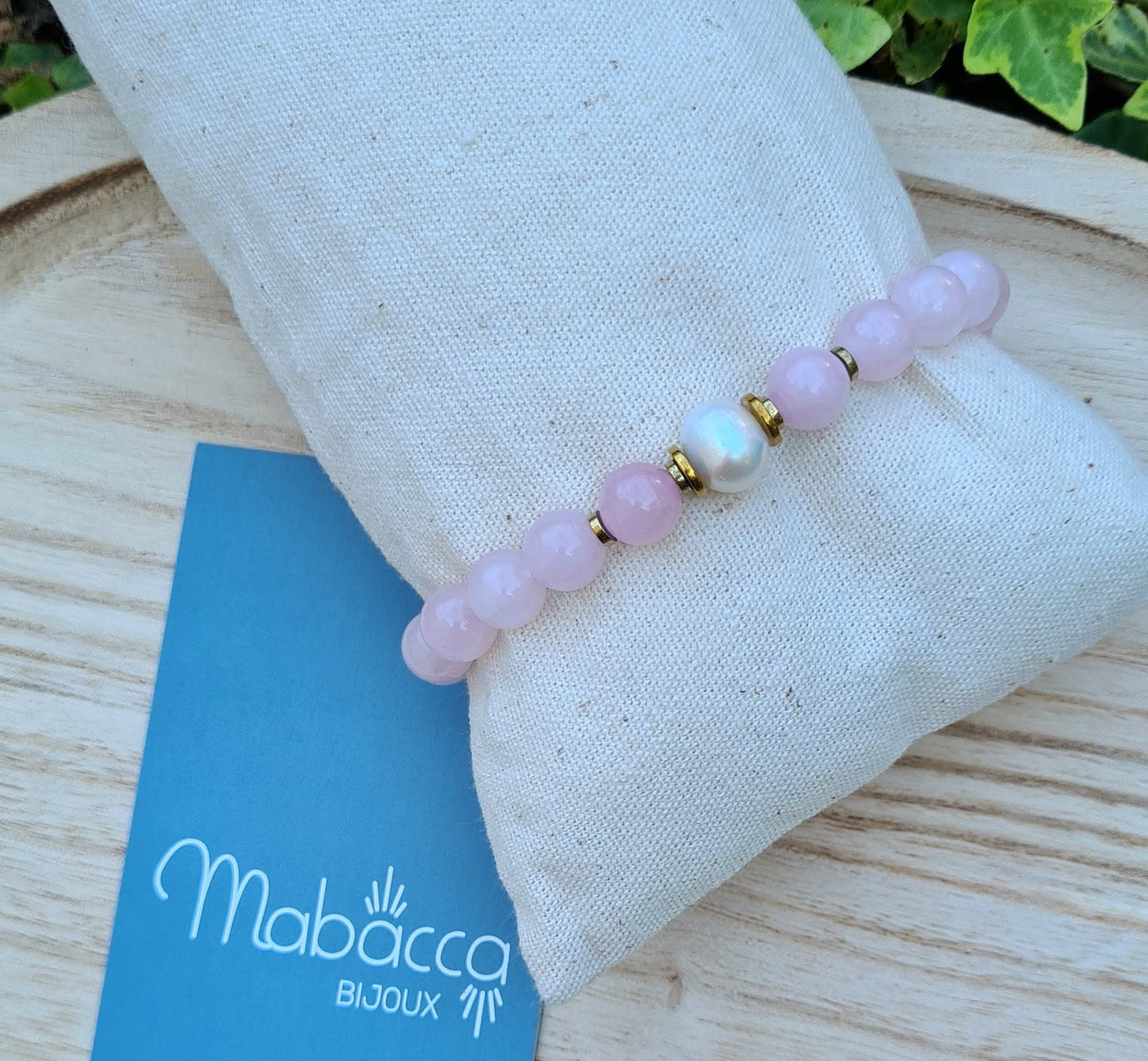 Bracelet "Mayra" Quartz rose 8mm