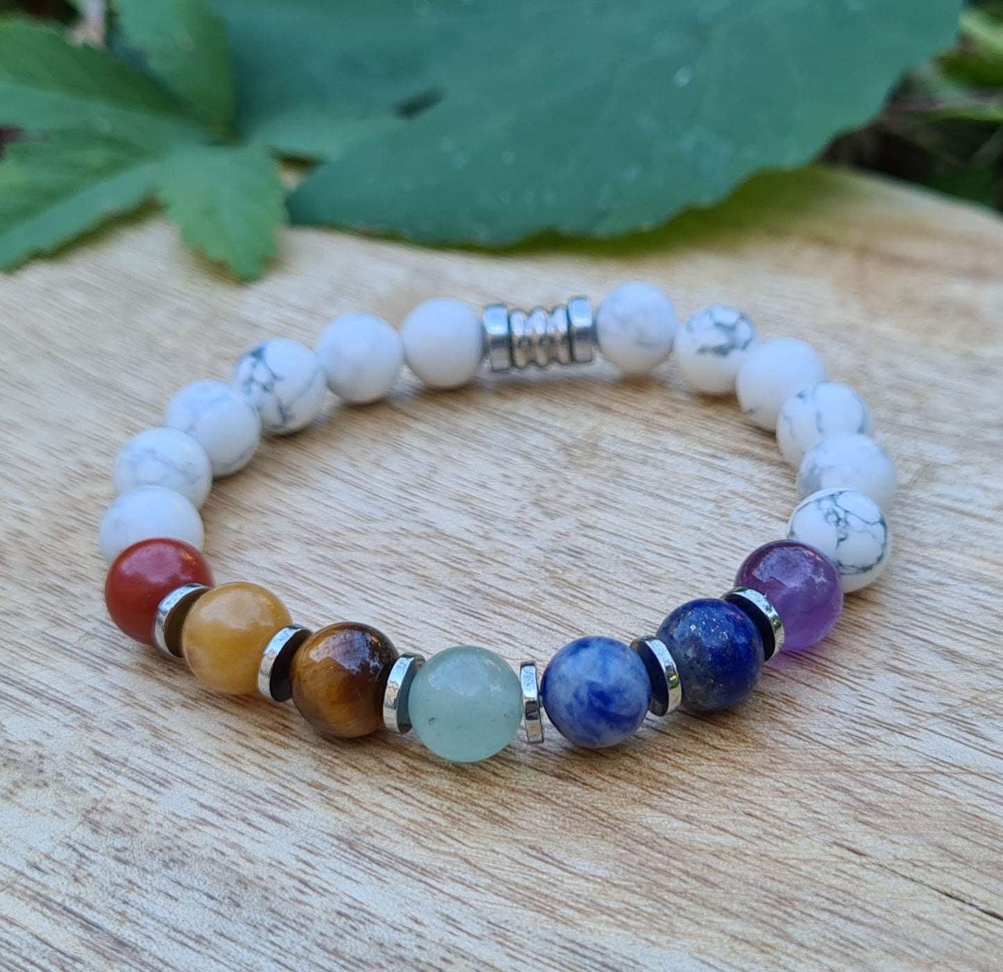 Bracelet 7 chakras "Holi" Howlite 8mm