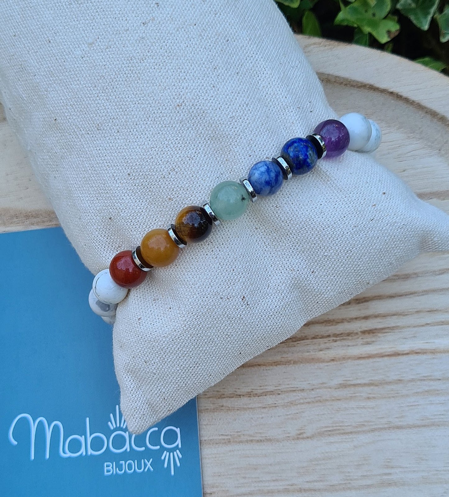 Bracelet 7 chakras "Holi" Howlite 8mm