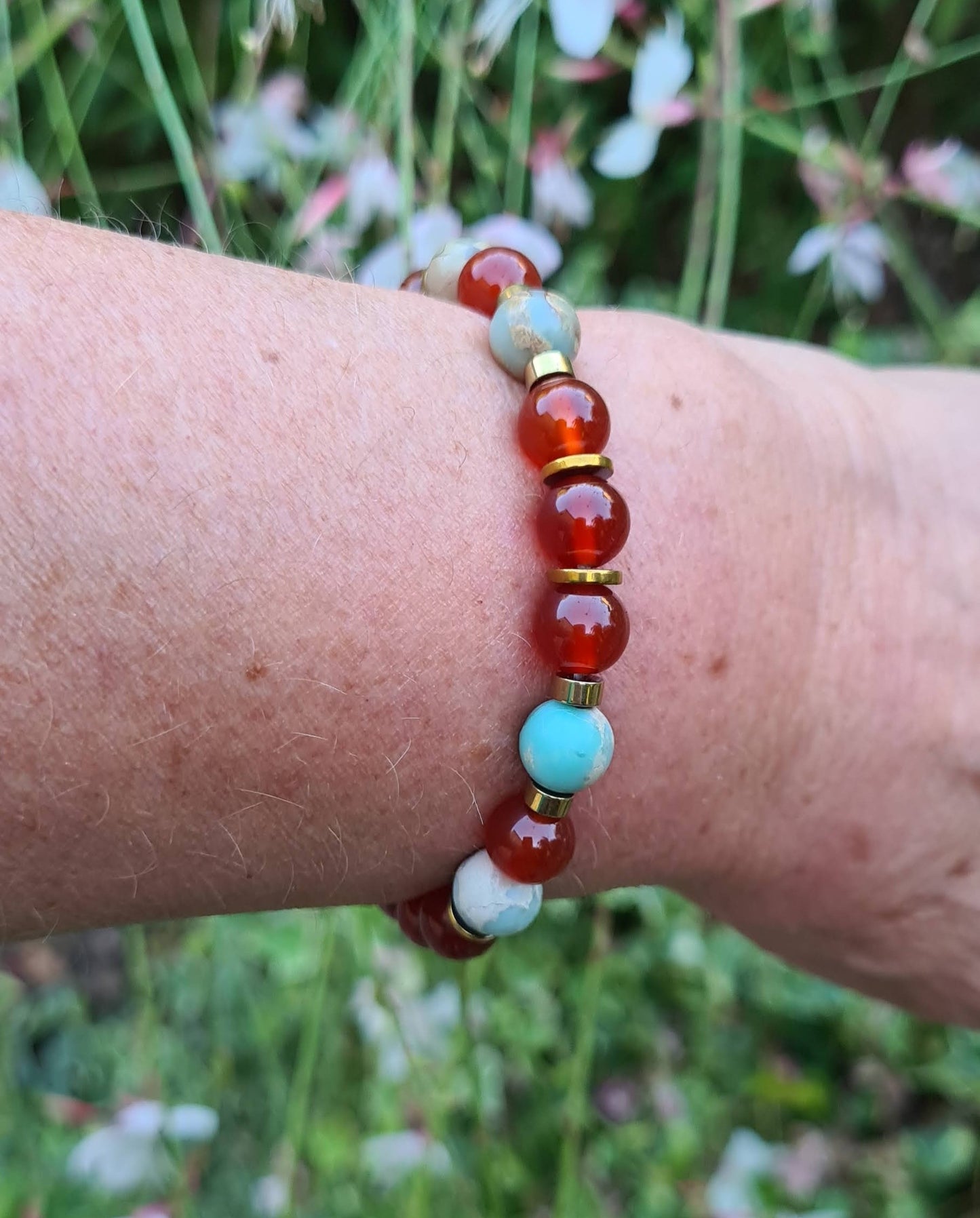 Bracelet "Neha" Cornaline et jaspe impérial 8mm