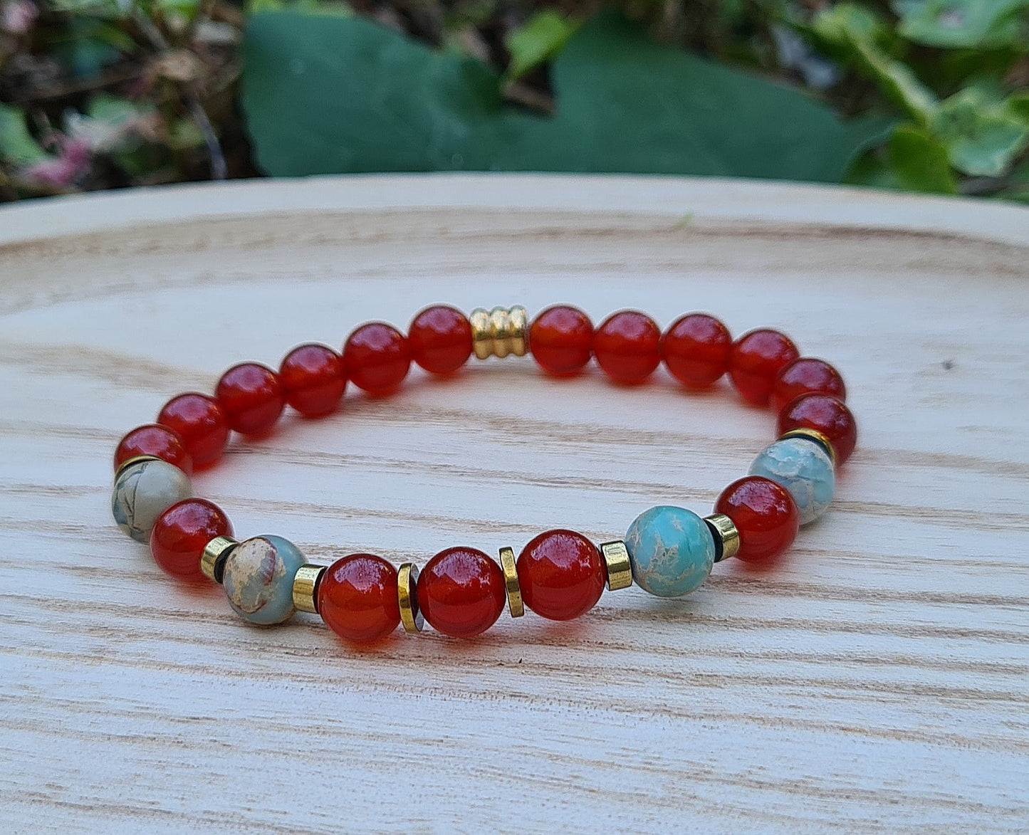 Bracelet "Neha" Cornaline et jaspe impérial 8mm