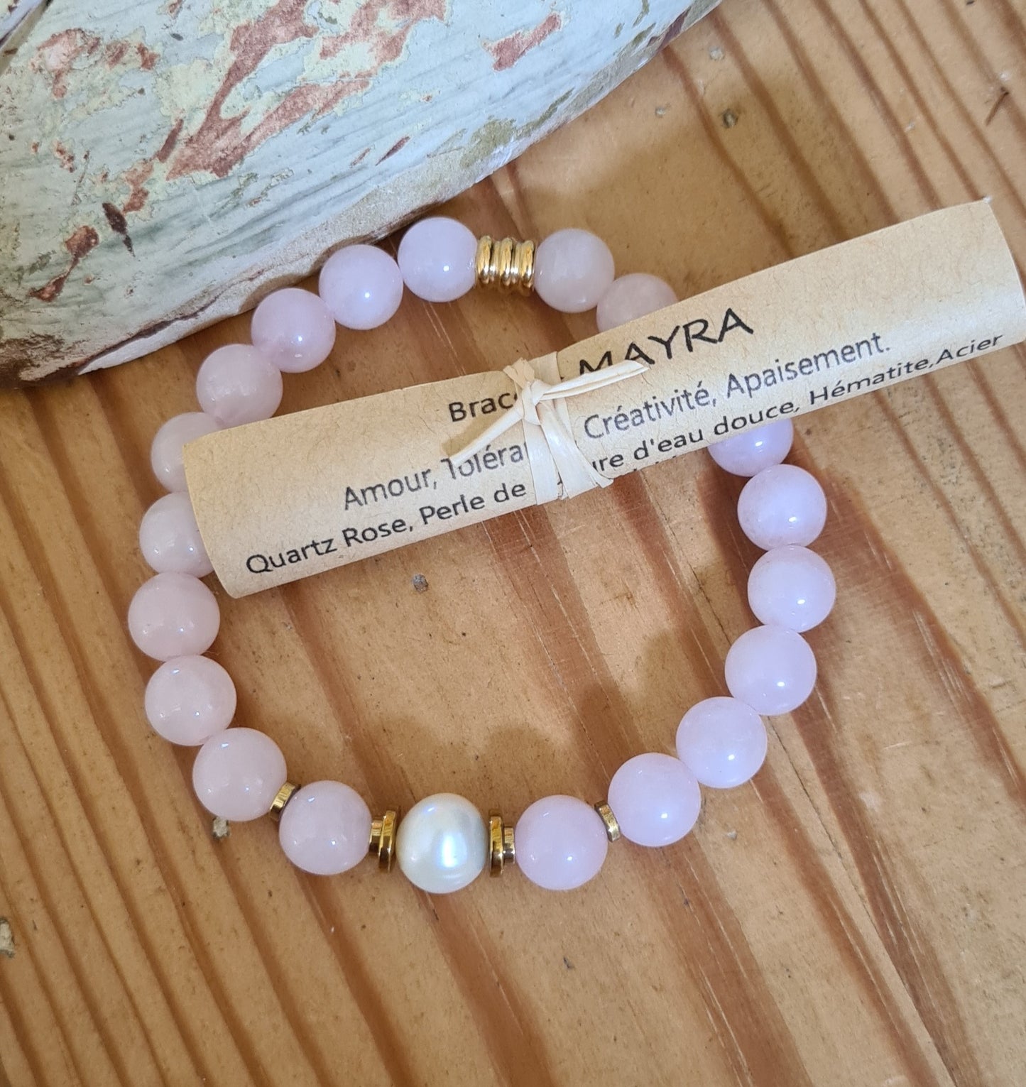 Bracelet "Mayra" Quartz rose 8mm