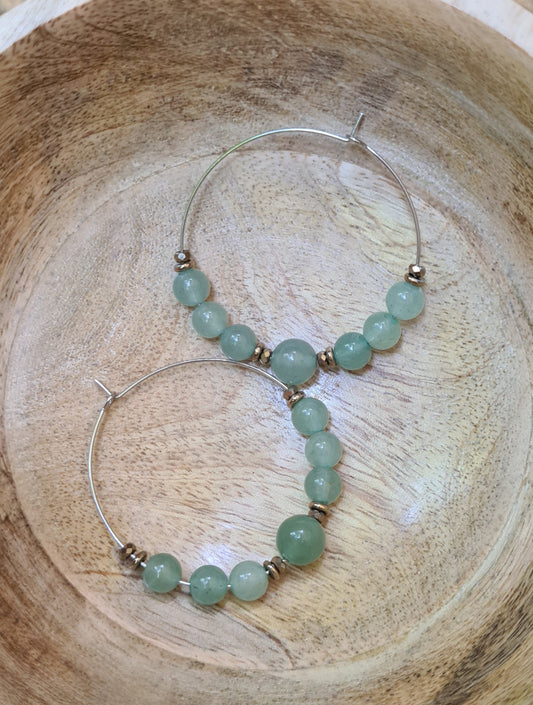 Boucles d'oreilles "Suzie" Créoles en Aventurine