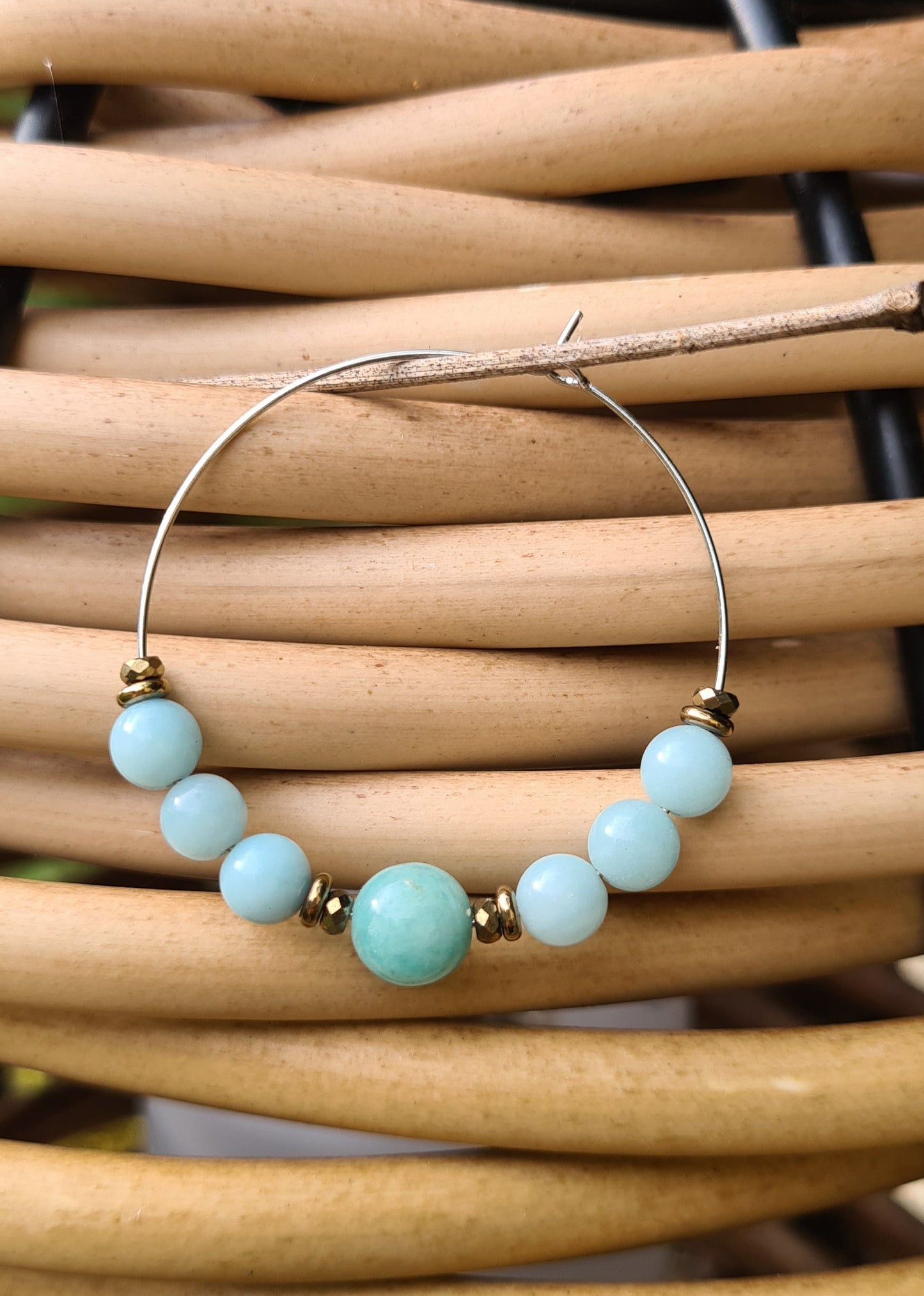 Créoles 40mm en Amazonite