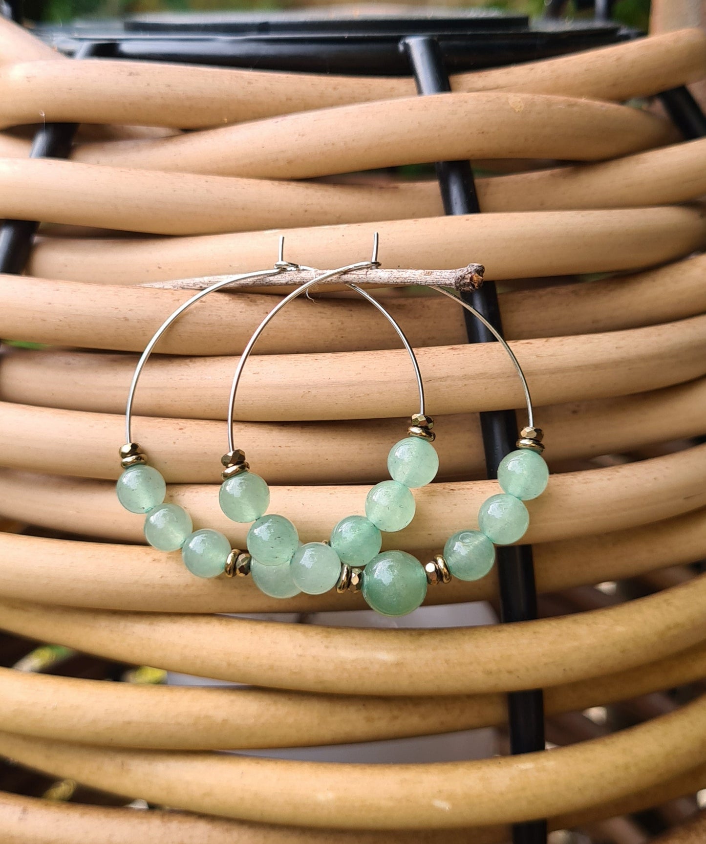 Boucles d'oreilles "Suzie" Créoles en Aventurine