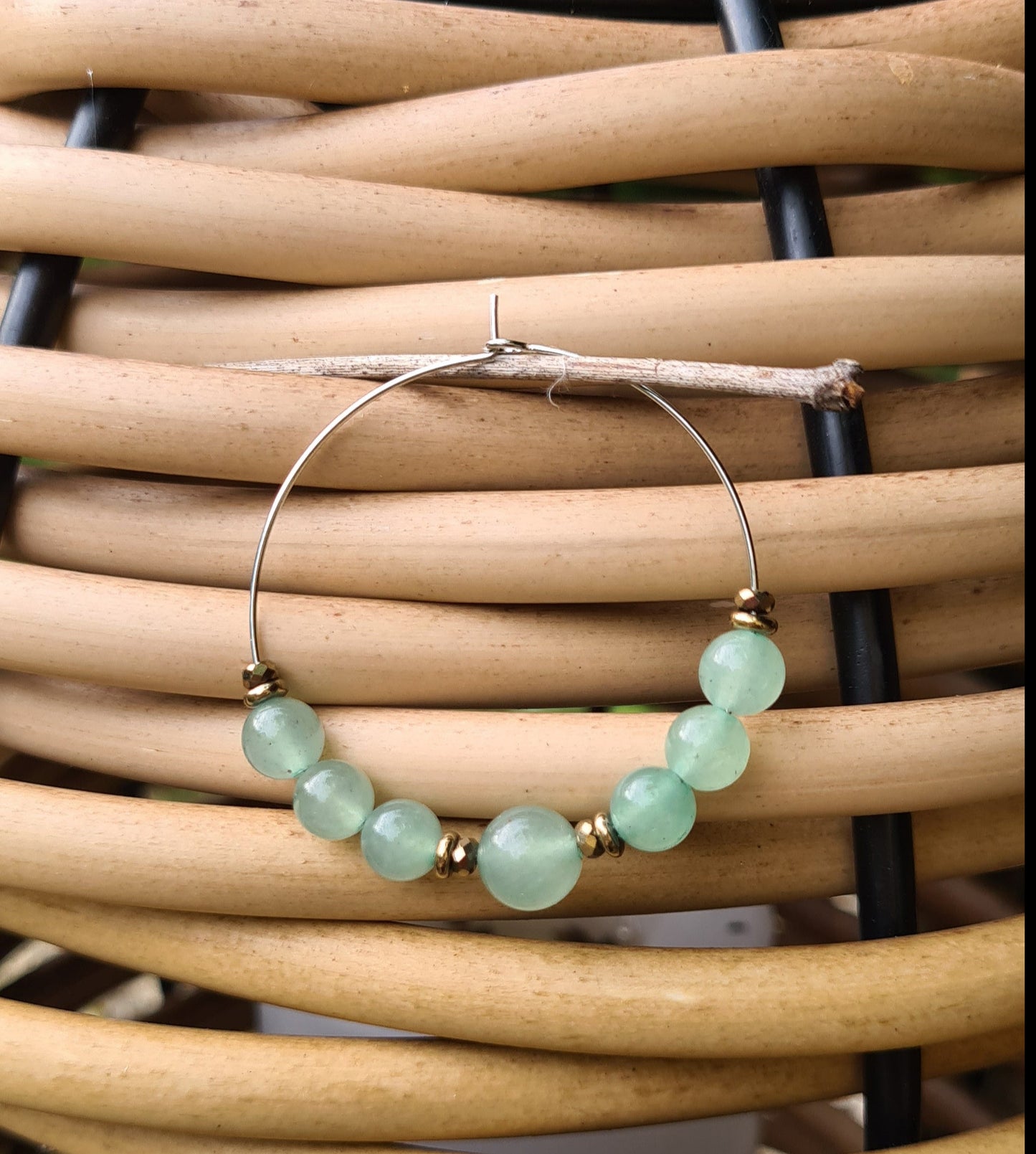 Boucles d'oreilles "Suzie" Créoles en Aventurine