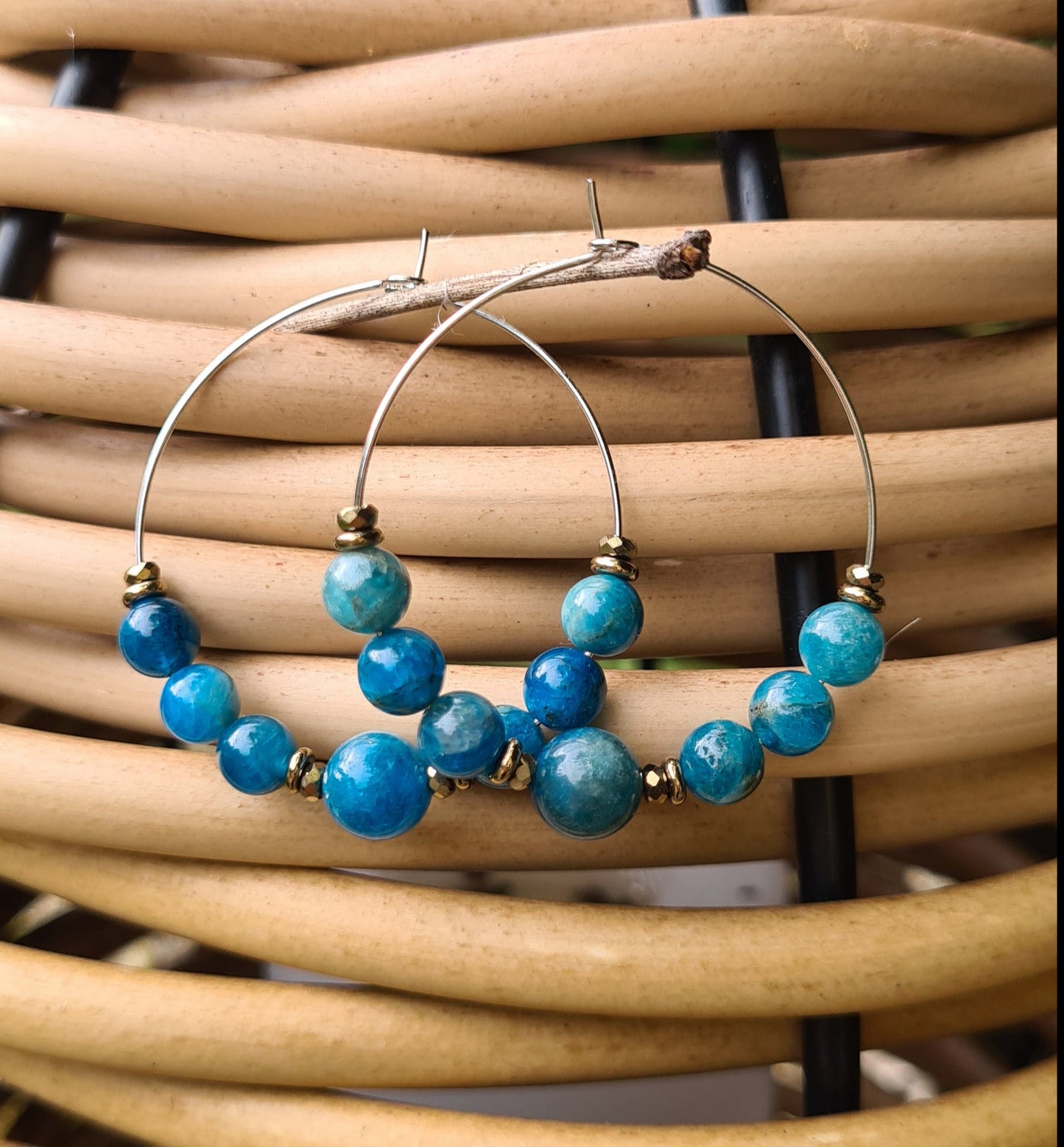 Boucles d'oreilles "Suzie" Créoles en Apatite
