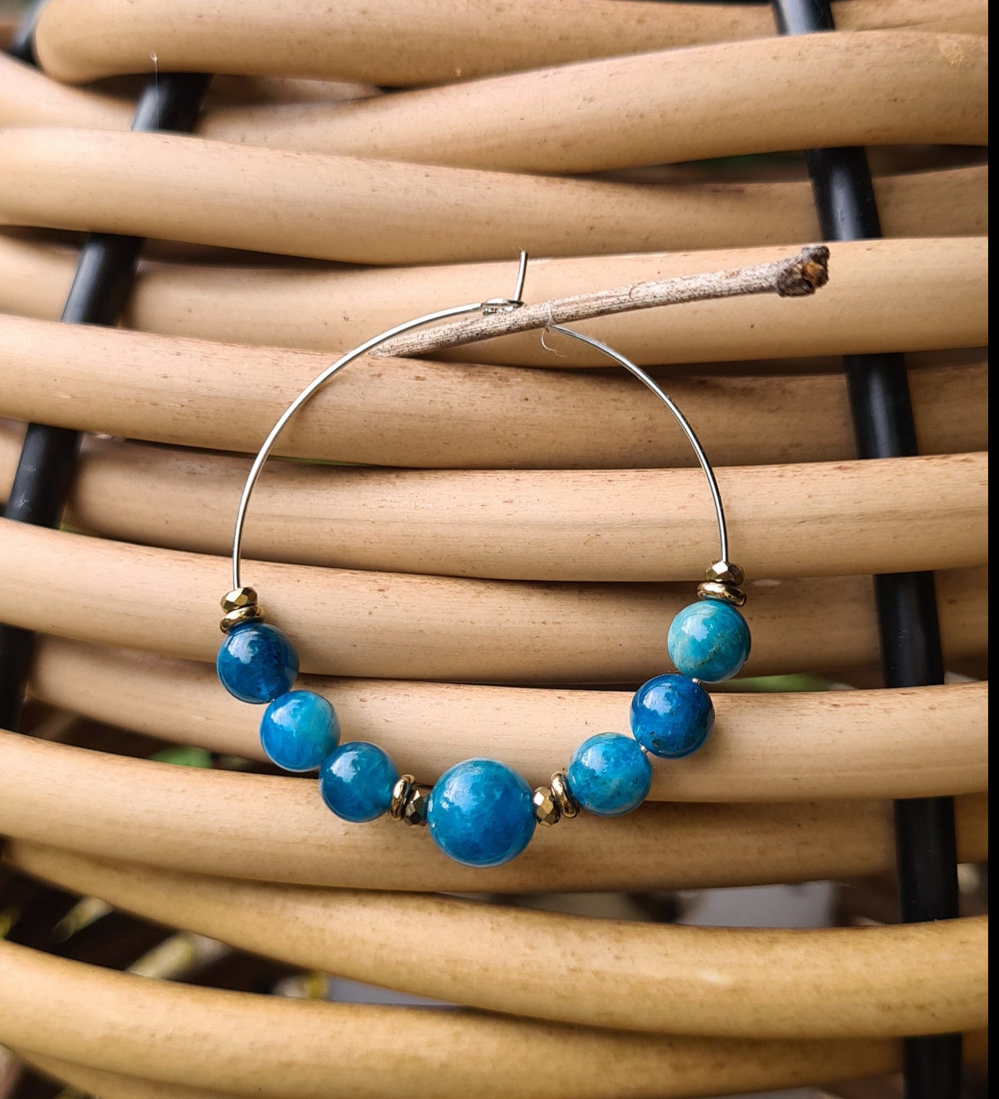 Boucles d'oreilles "Suzie" Créoles en Apatite