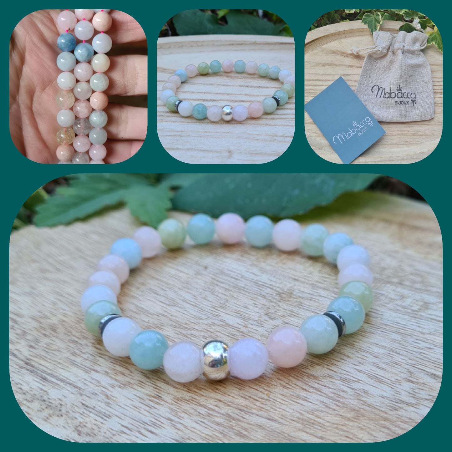 Bracelet "Apsara" Morganite 8mm