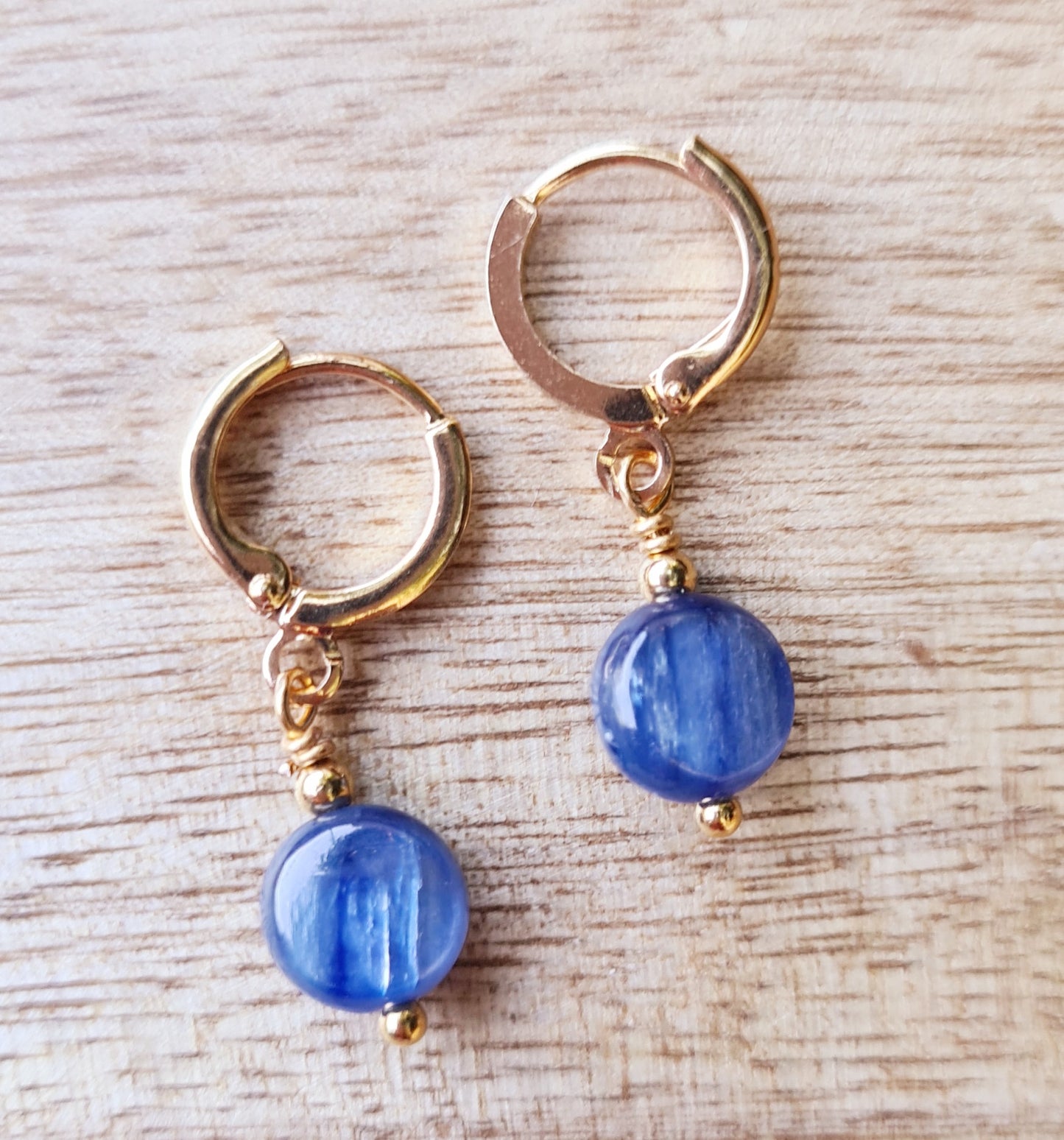 Boucles d'oreilles "Éléa" Cyanite dorées à l'or fin 24kt