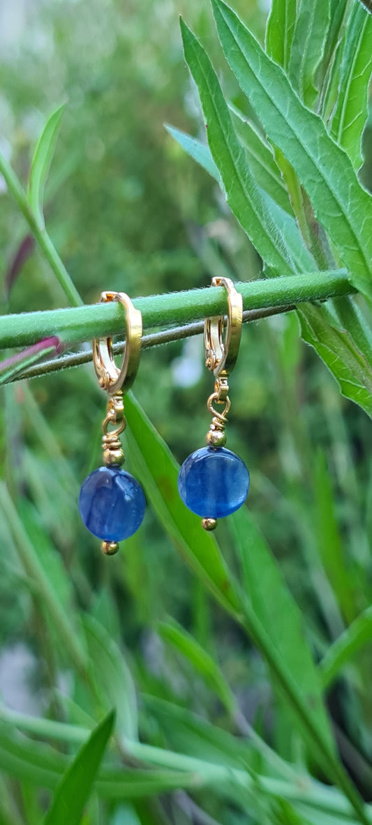 Boucles d'oreilles "Éléa" Cyanite dorées à l'or fin 24kt