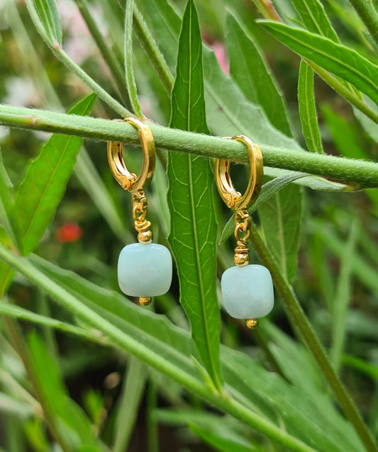 Boucles d'oreilles "Éléa" Amazonite dorées à l'or fin 24kt