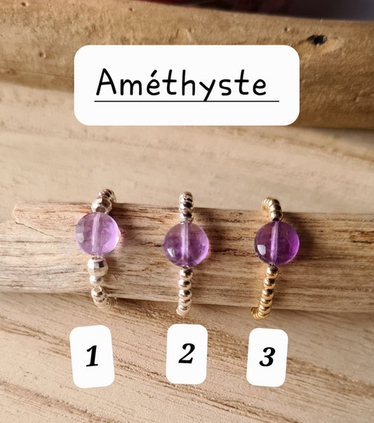 Bague"Nina" Améthyste Argent 925 ou Gold filled