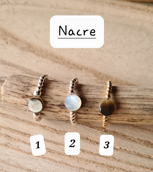 Bague"Nina" Nacre Argent 925 ou Gold filled
