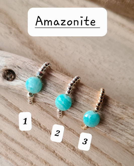 Bague"Nina" Amazonite Argent 925 ou Gold filled
