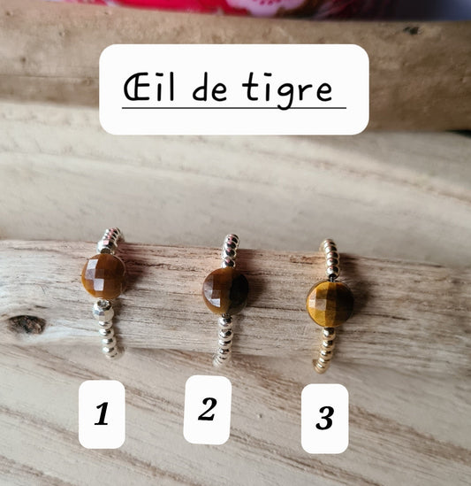 Bague"Nina" Oeil de tigre Argent 925 ou Gold filled