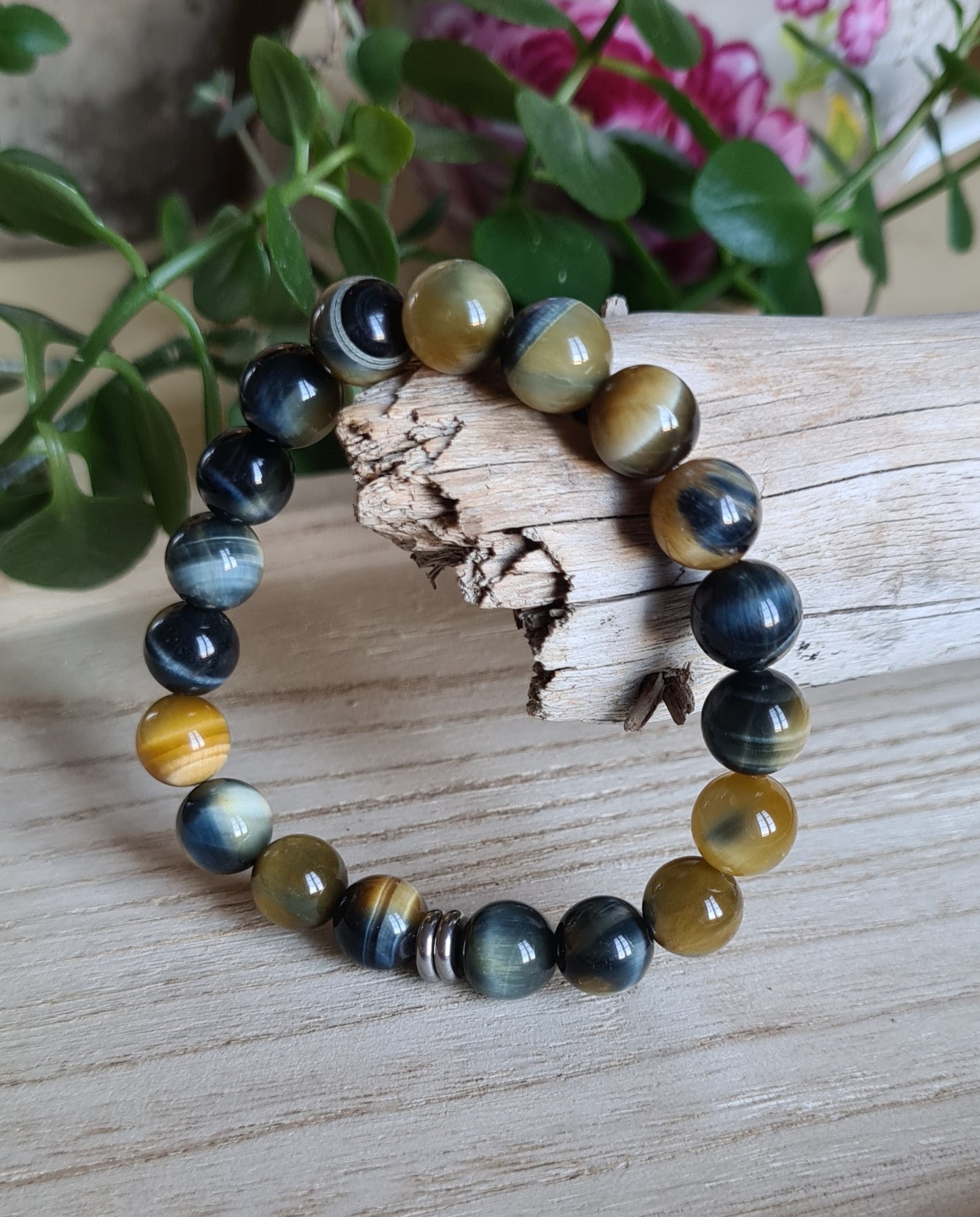 Bracelet Oeil de tigre gold and blue qualité A