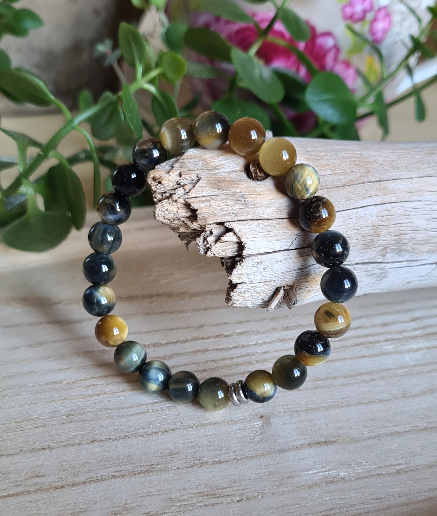 Bracelet Oeil de tigre gold and blue qualité A