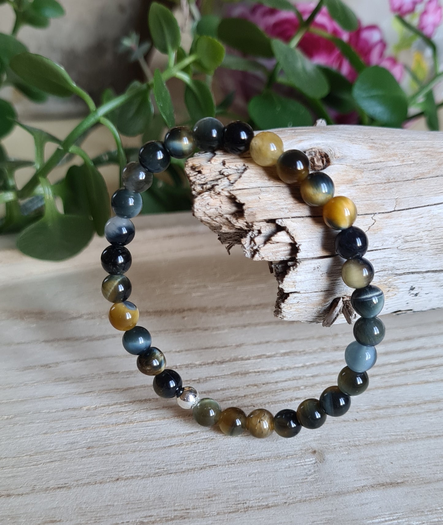 Bracelet Oeil de tigre gold and blue qualité A