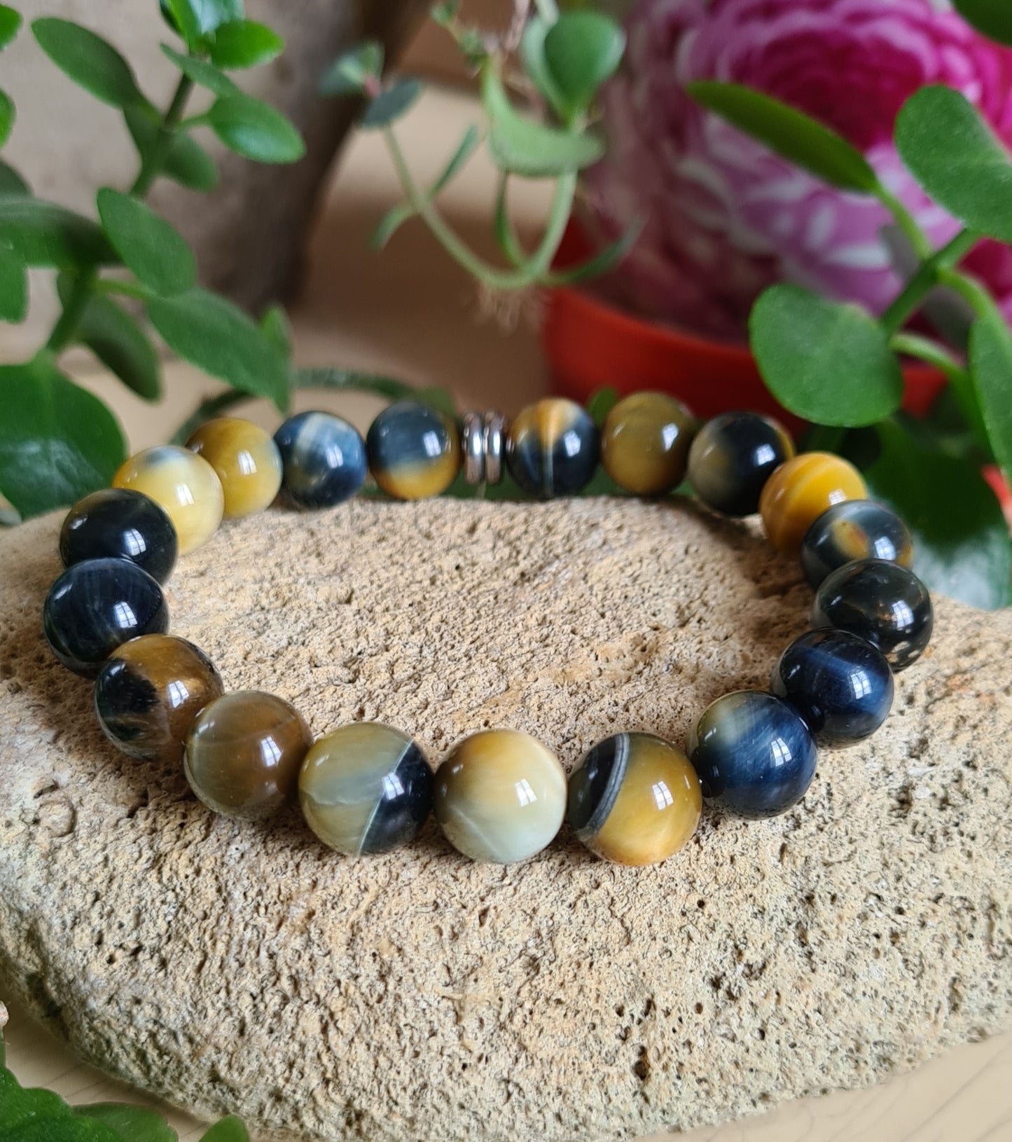 Bracelet Oeil de tigre gold and blue qualité A