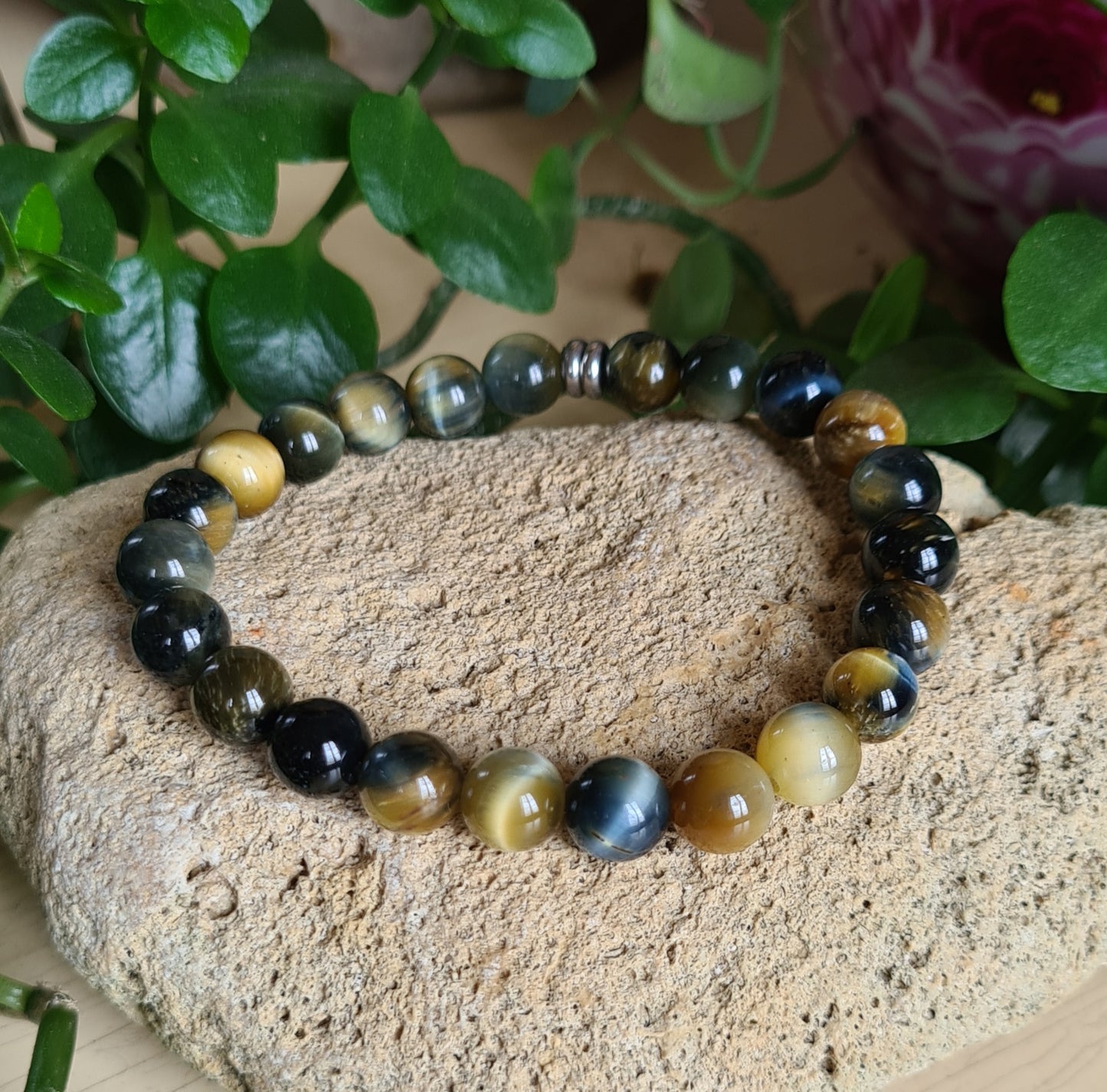 Bracelet Oeil de tigre gold and blue qualité A