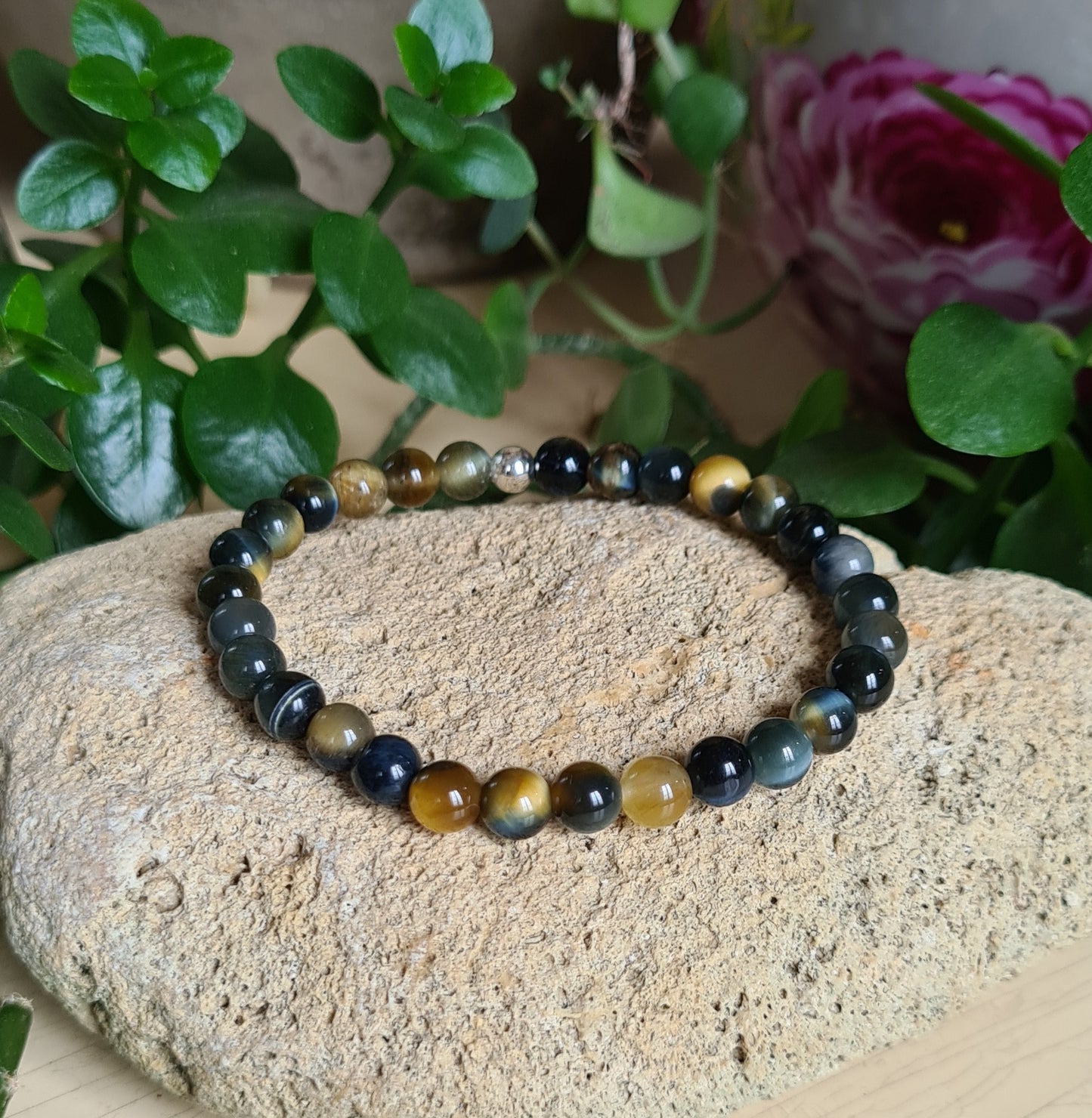 Bracelet Oeil de tigre gold and blue qualité A