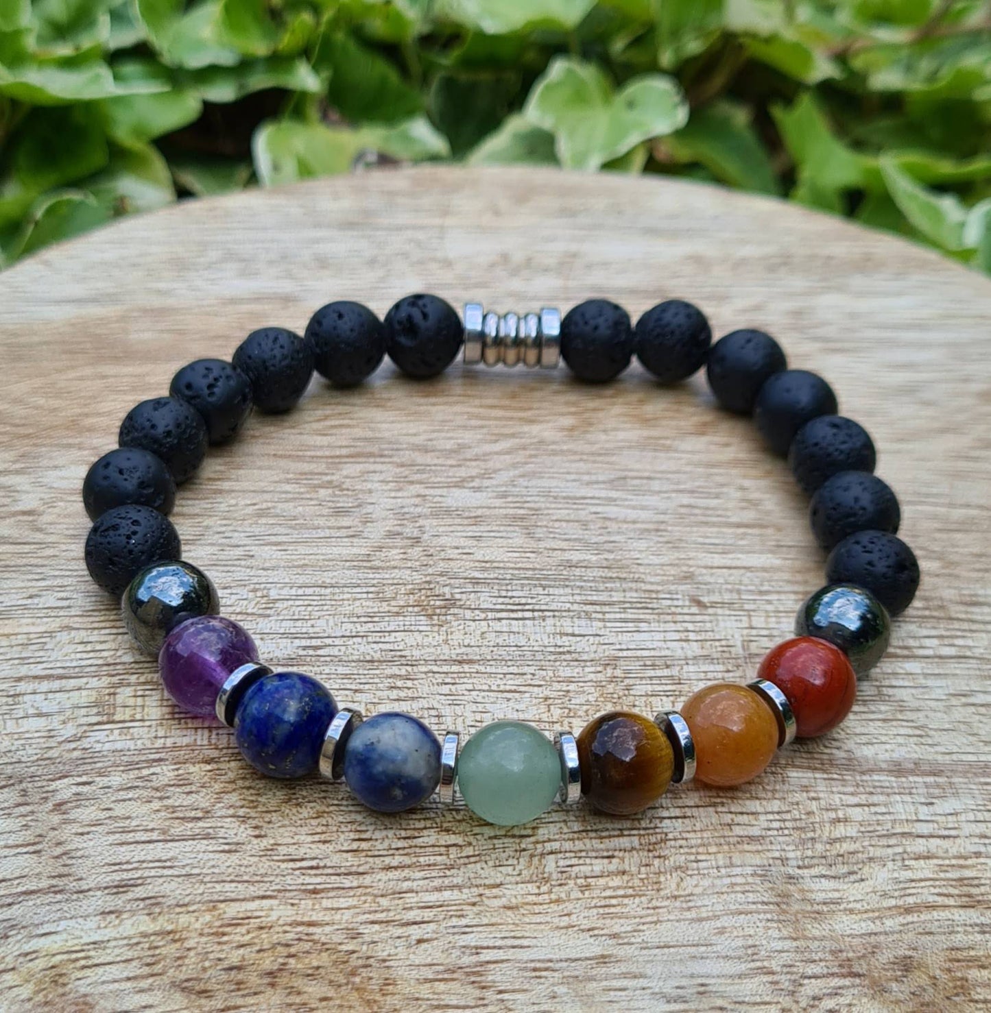 Bracelet 7 chakras "Holi" Pierre de lave 8mm