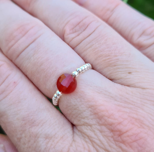 Bague"Nina" Cornaline Argent 925 ou Gold filled