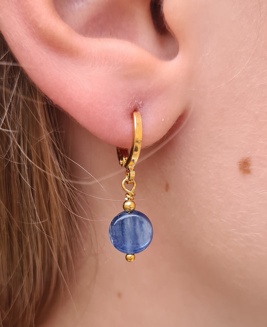 Boucles d'oreilles "Éléa" Cyanite dorées à l'or fin 24kt