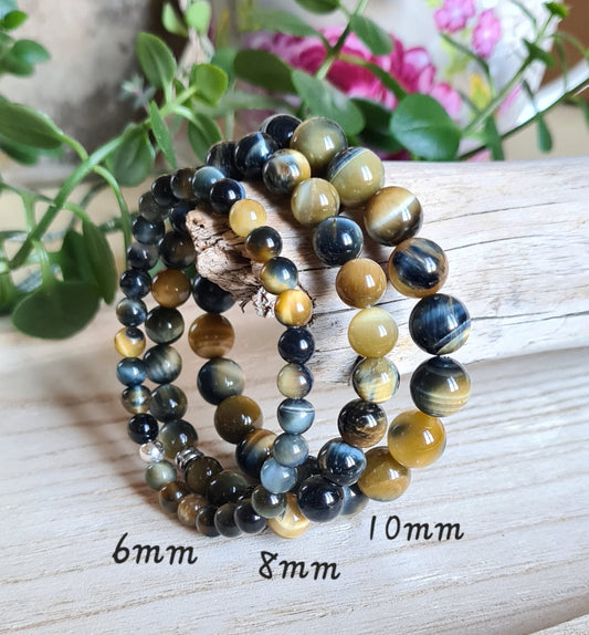 Bracelet Oeil de tigre gold and blue qualité A